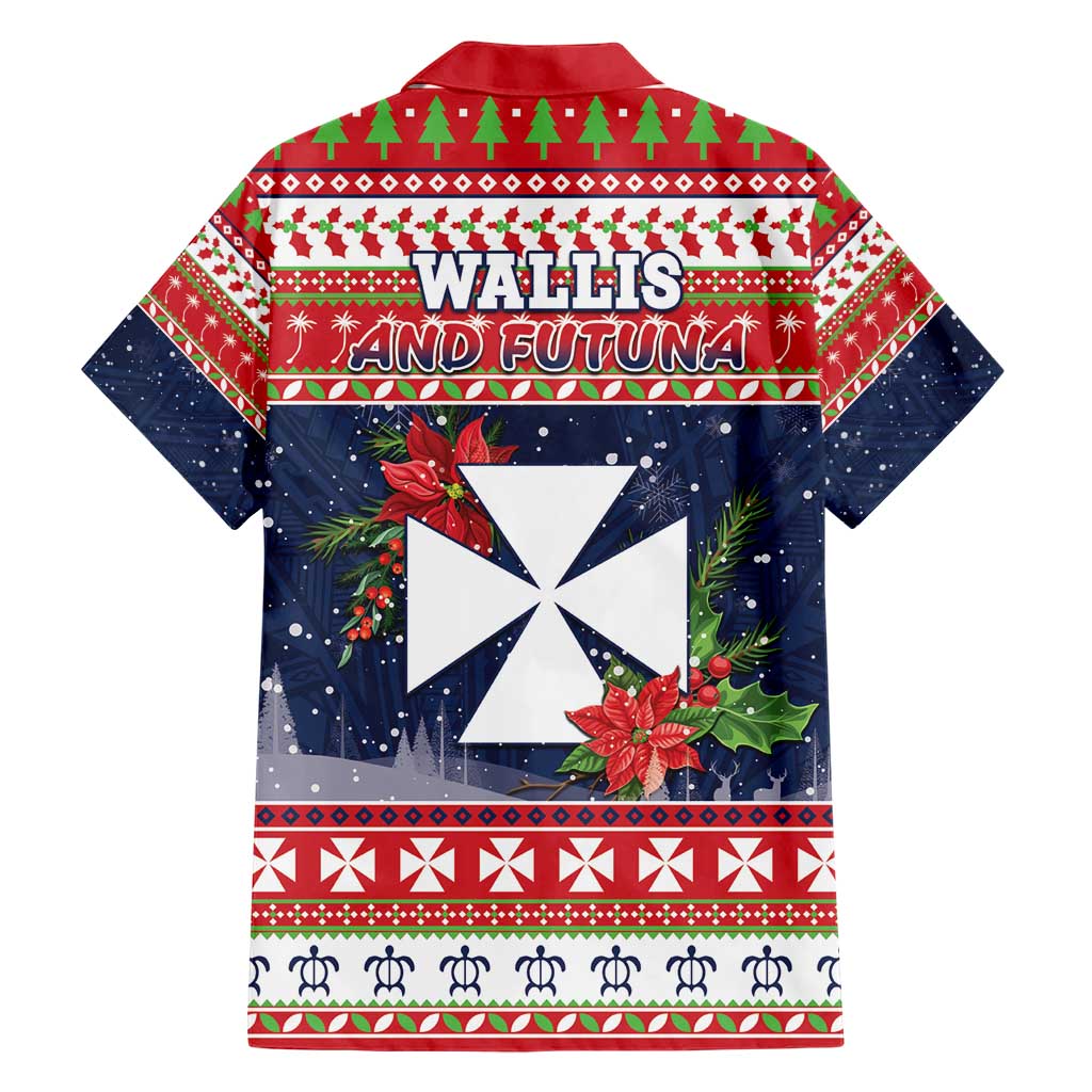 Wallis and Futuna Christmas Hawaiian Shirt Poinsettia Joyeux Noel