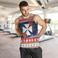 Wallis and Futuna Christmas Men Tank Top Poinsettia Joyeux Noel