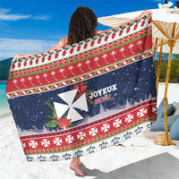 Wallis and Futuna Christmas Sarong Poinsettia Joyeux Noel LT05 One Size 44 x 66 inches Red - Polynesian Pride