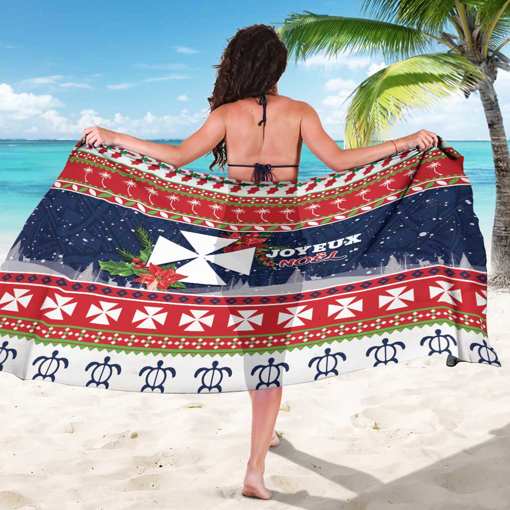 Wallis and Futuna Christmas Sarong Poinsettia Joyeux Noel LT05 - Polynesian Pride