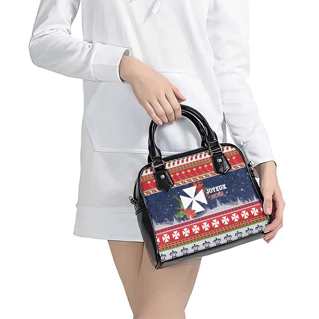 Wallis and Futuna Christmas Shoulder Handbag Poinsettia Joyeux Noel