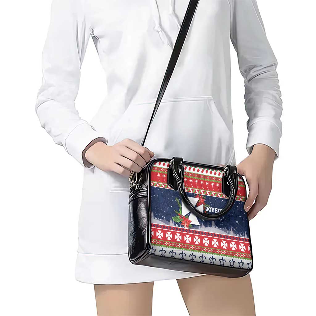 Wallis and Futuna Christmas Shoulder Handbag Poinsettia Joyeux Noel