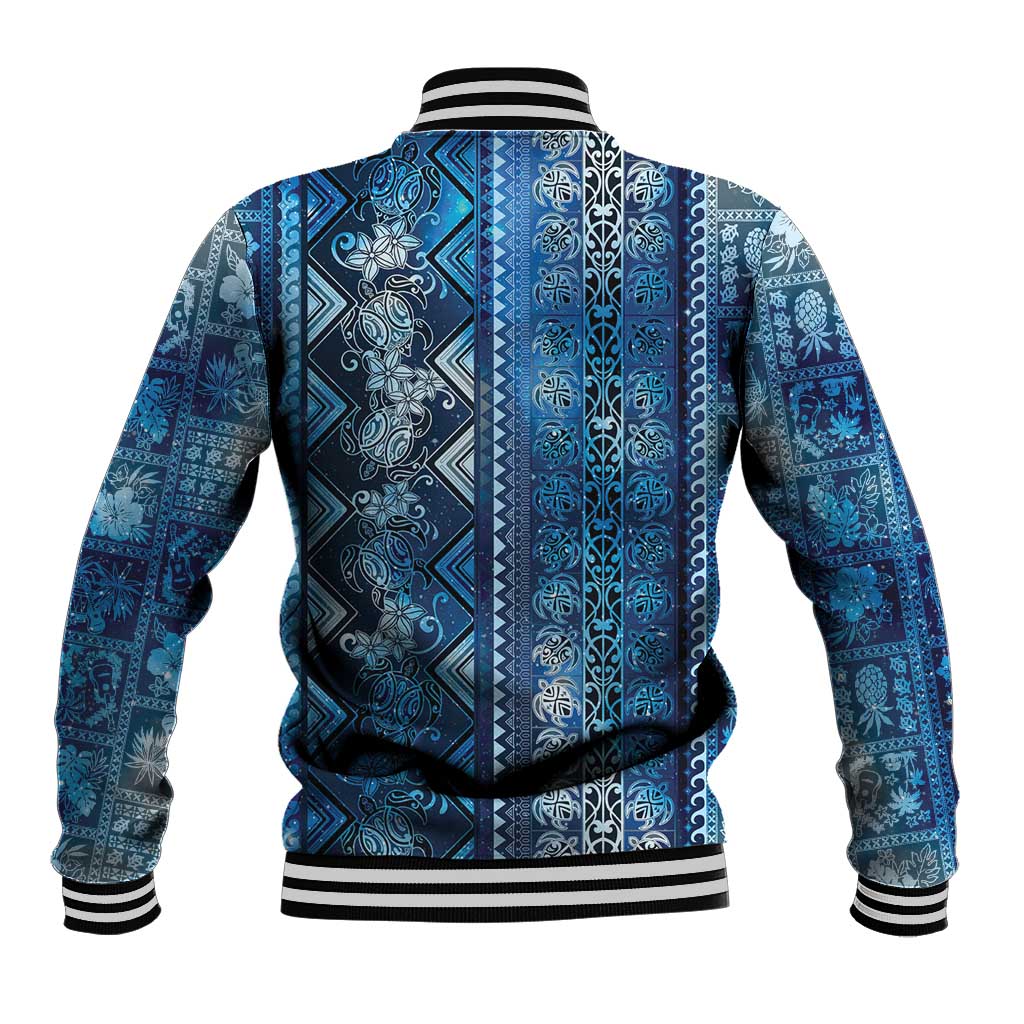Hawaii Makahiki Turtle Baseball Jacket Galaxy Tapa Pattern - Polynesian Pride