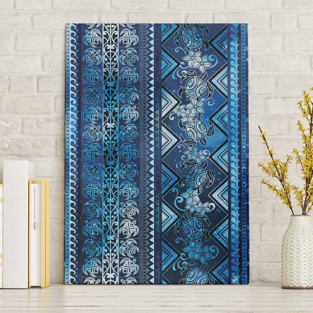 Hawaii Makahiki Turtle Canvas Wall Art Galaxy Tapa Pattern - Polynesian Pride