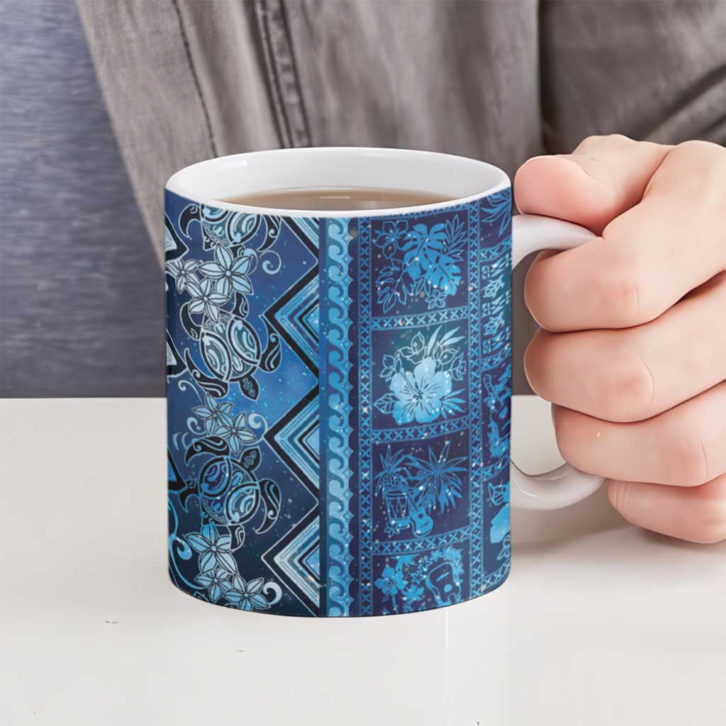 Hawaii Makahiki Turtle Ceramic Mug Galaxy Tapa Pattern - Polynesian Pride