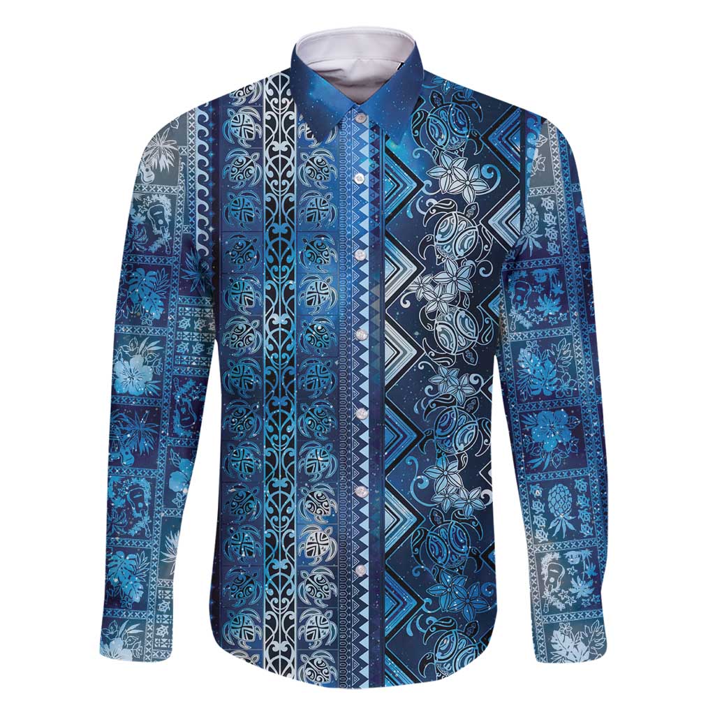 Hawaii Makahiki Turtle Family Matching Off Shoulder Maxi Dress and Hawaiian Shirt Galaxy Tapa Pattern - Polynesian Pride