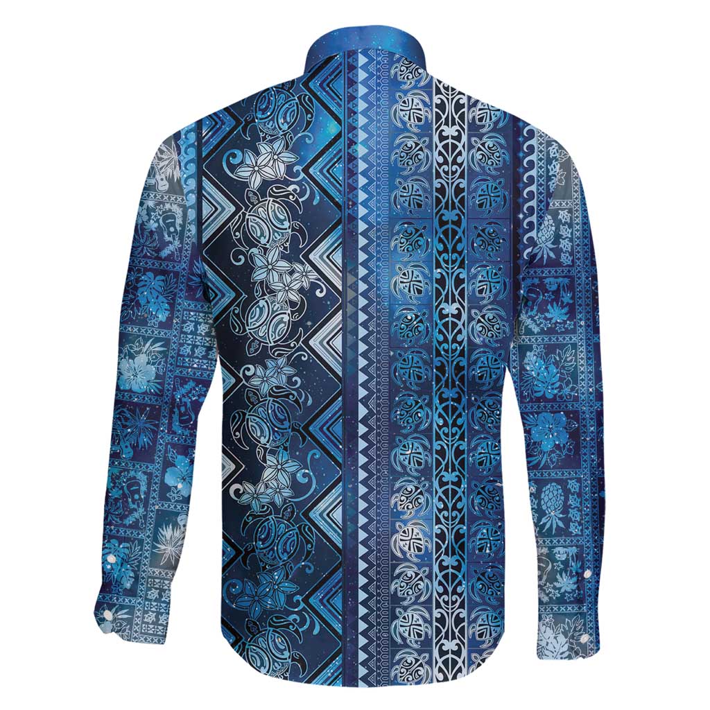 Hawaii Makahiki Turtle Family Matching Short Sleeve Bodycon Dress and Hawaiian Shirt Galaxy Tapa Pattern - Polynesian Pride