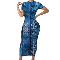 Hawaii Makahiki Turtle Family Matching Short Sleeve Bodycon Dress and Hawaiian Shirt Galaxy Tapa Pattern - Polynesian Pride