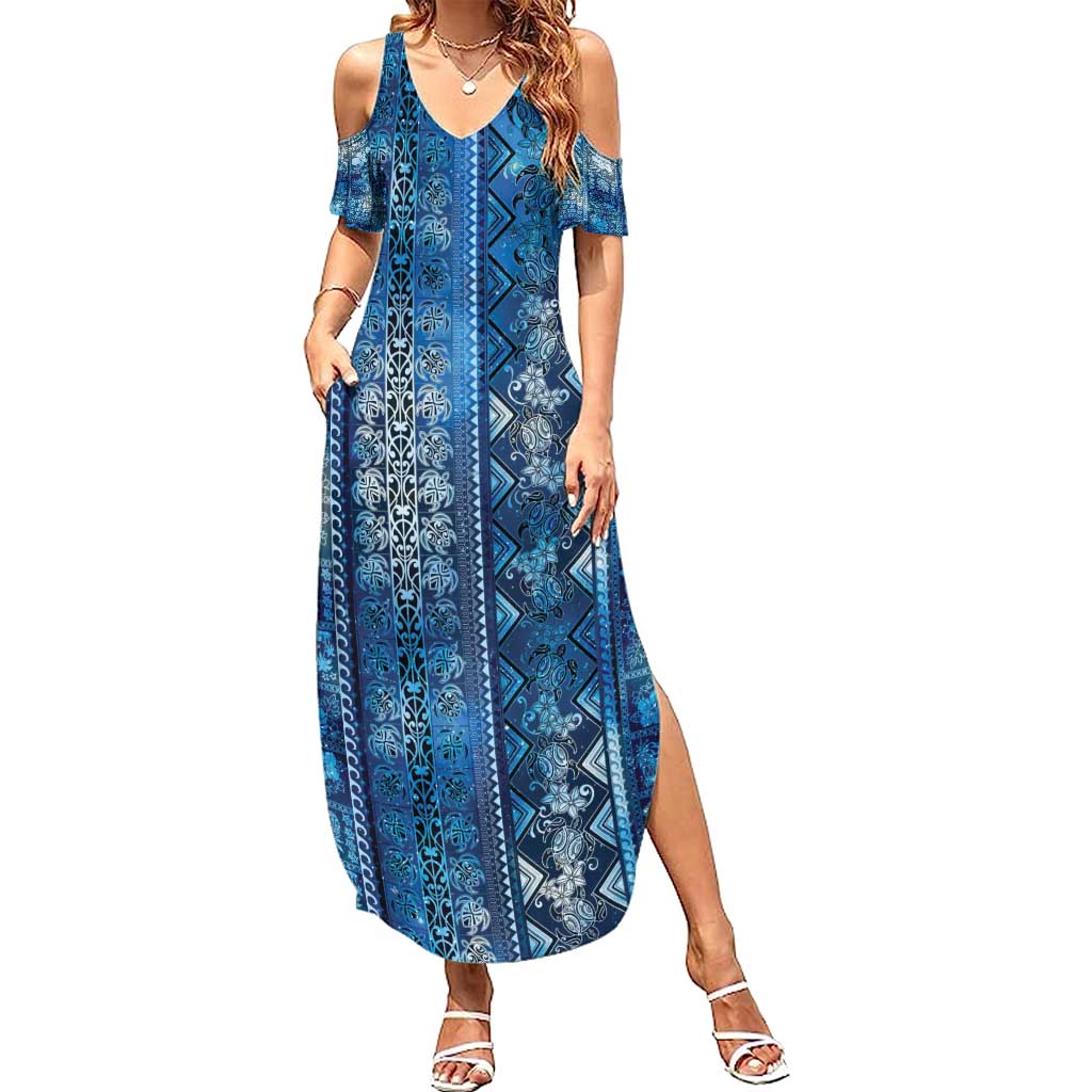 Hawaii Makahiki Turtle Family Matching Summer Maxi Dress and Hawaiian Shirt Galaxy Tapa Pattern - Polynesian Pride