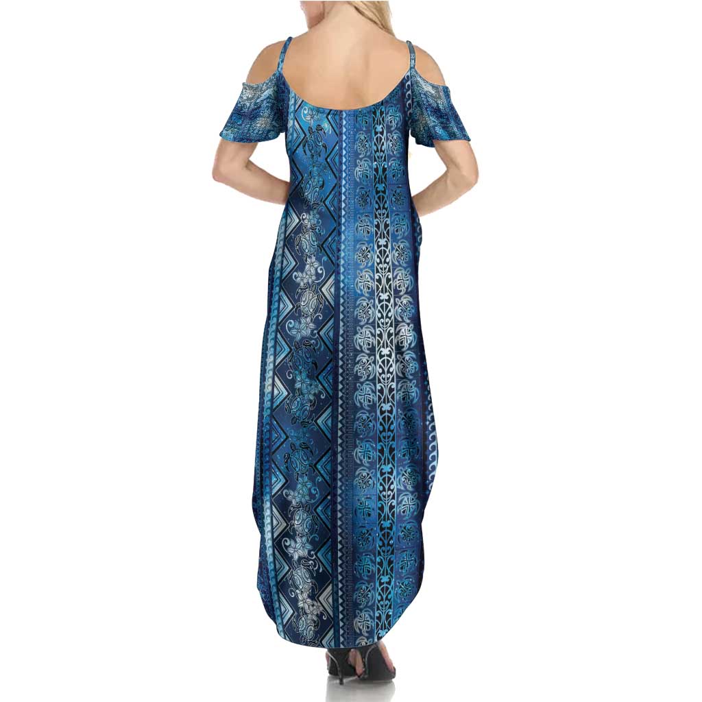 Hawaii Makahiki Turtle Family Matching Summer Maxi Dress and Hawaiian Shirt Galaxy Tapa Pattern - Polynesian Pride