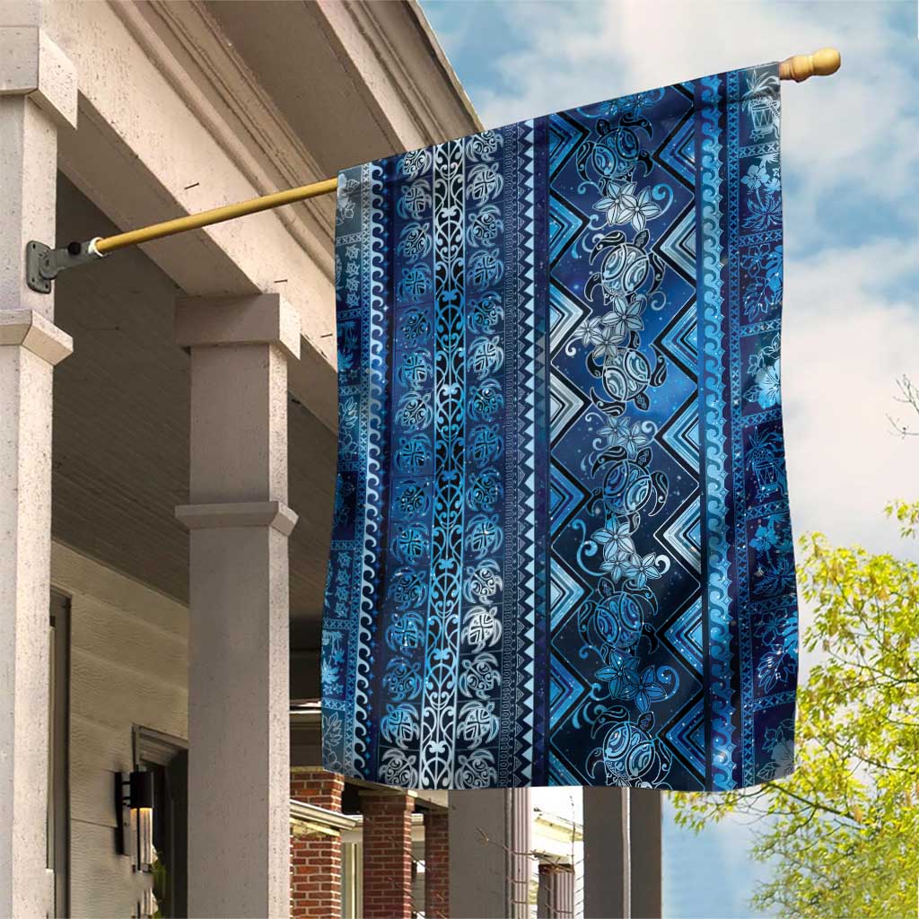 Hawaii Makahiki Turtle Garden Flag Galaxy Tapa Pattern - Polynesian Pride