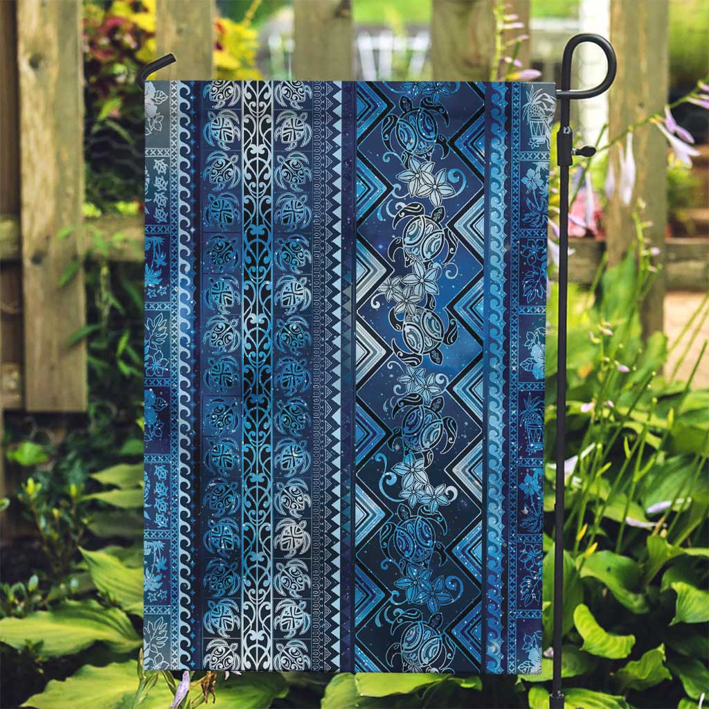 Hawaii Makahiki Turtle Garden Flag Galaxy Tapa Pattern - Polynesian Pride