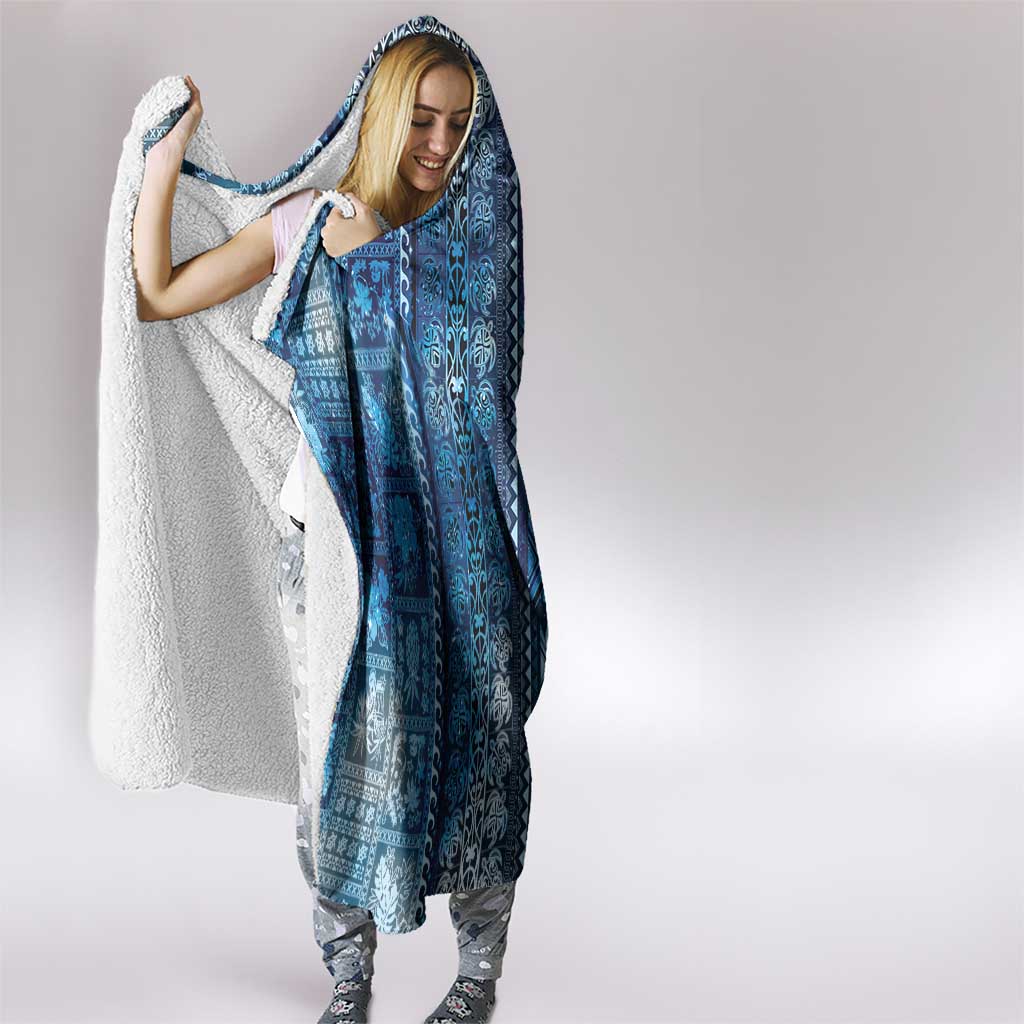 Hawaii Makahiki Turtle Hooded Blanket Galaxy Tapa Pattern - Polynesian Pride