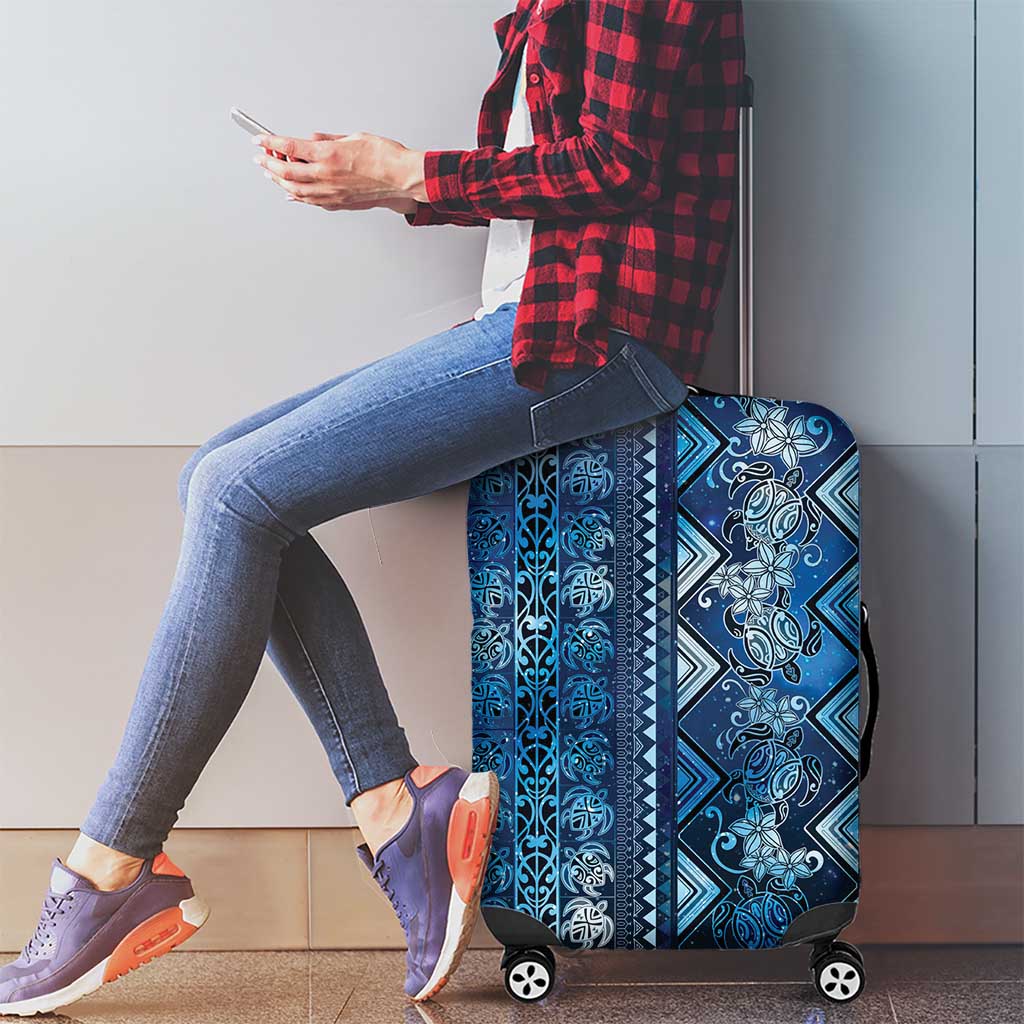 Hawaii Makahiki Turtle Luggage Cover Galaxy Tapa Pattern - Polynesian Pride