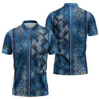 Hawaii Makahiki Turtle Zipper Polo Shirt Galaxy Tapa Pattern - Polynesian Pride
