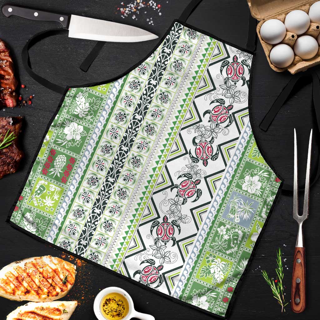 Hawaii Makahiki Turtle Apron Green Tapa Pattern - Polynesian Pride