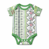 Hawaii Makahiki Turtle Baby Onesie Green Tapa Pattern LT05 Green - Polynesian Pride