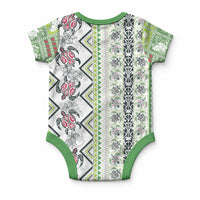 Hawaii Makahiki Turtle Baby Onesie Green Tapa Pattern LT05 - Polynesian Pride