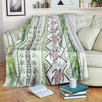 Hawaii Makahiki Turtle Blanket Green Tapa Pattern - Polynesian Pride