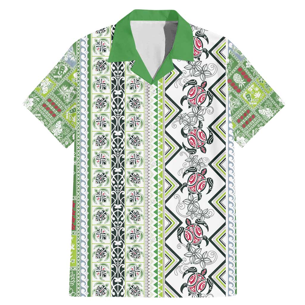 Hawaii Makahiki Turtle Family Matching Mermaid Dress and Hawaiian Shirt Green Tapa Pattern - Polynesian Pride