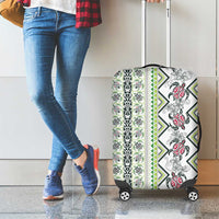Hawaii Makahiki Turtle Luggage Cover Green Tapa Pattern - Polynesian Pride
