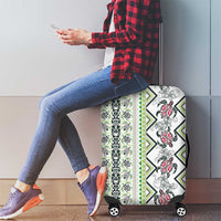 Hawaii Makahiki Turtle Luggage Cover Green Tapa Pattern - Polynesian Pride