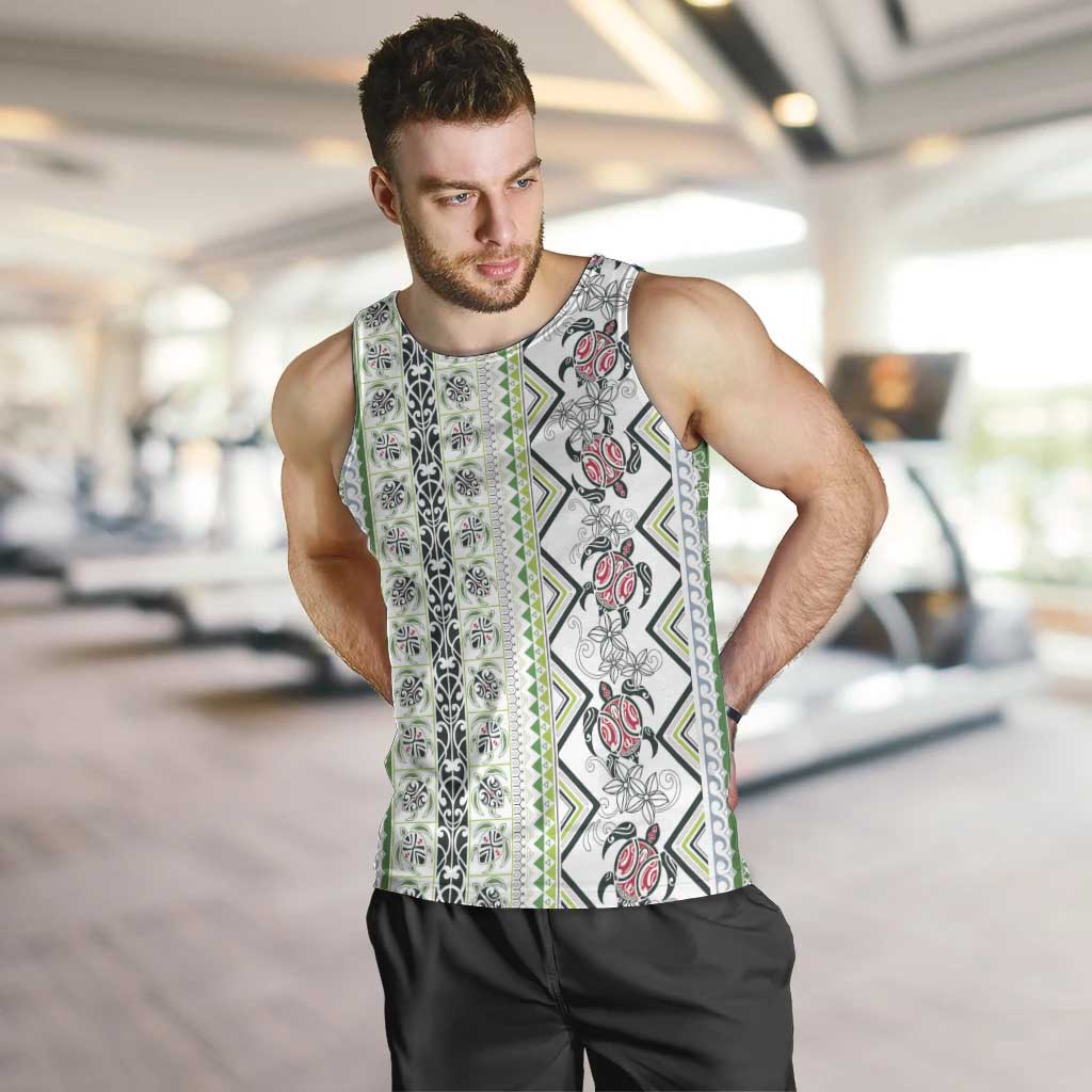 Hawaii Makahiki Turtle Men Tank Top Green Tapa Pattern - Polynesian Pride