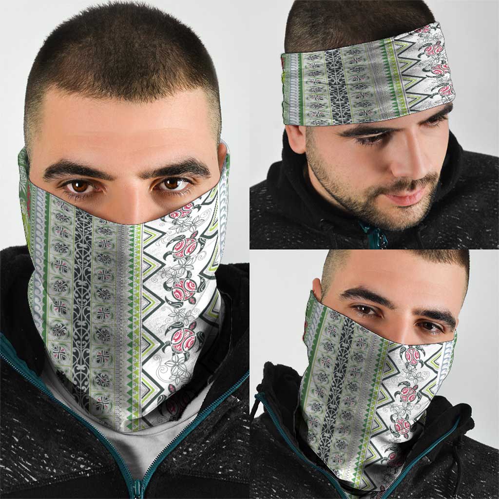 Hawaii Makahiki Turtle Neck Gaiter Green Tapa Pattern - Polynesian Pride