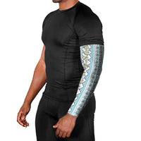 Hawaii Makahiki Turtle Arm Sleeves Blue Tapa Pattern - Polynesian Pride