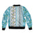 Hawaii Makahiki Turtle Bomber Jacket Blue Tapa Pattern - Polynesian Pride