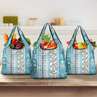 Hawaii Makahiki Turtle Grocery Bag Blue Tapa Pattern - Polynesian Pride