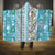 Hawaii Makahiki Turtle Hooded Blanket Blue Tapa Pattern - Polynesian Pride