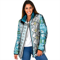 Hawaii Makahiki Turtle Padded Jacket Blue Tapa Pattern - Polynesian Pride