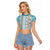Hawaii Makahiki Turtle Raglan Cropped T Shirt Blue Tapa Pattern - Polynesian Pride