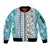 Hawaii Makahiki Turtle Sleeve Zip Bomber Jacket Blue Tapa Pattern - Polynesian Pride