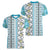 Hawaii Makahiki Turtle Women V-Neck T-Shirt Blue Tapa Pattern - Polynesian Pride