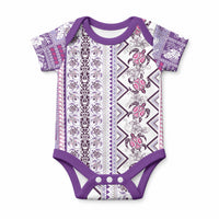Hawaii Makahiki Turtle Baby Onesie Violet Tapa Pattern LT05 Violet - Polynesian Pride