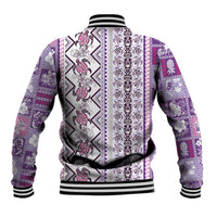 Hawaii Makahiki Turtle Baseball Jacket Violet Tapa Pattern - Polynesian Pride