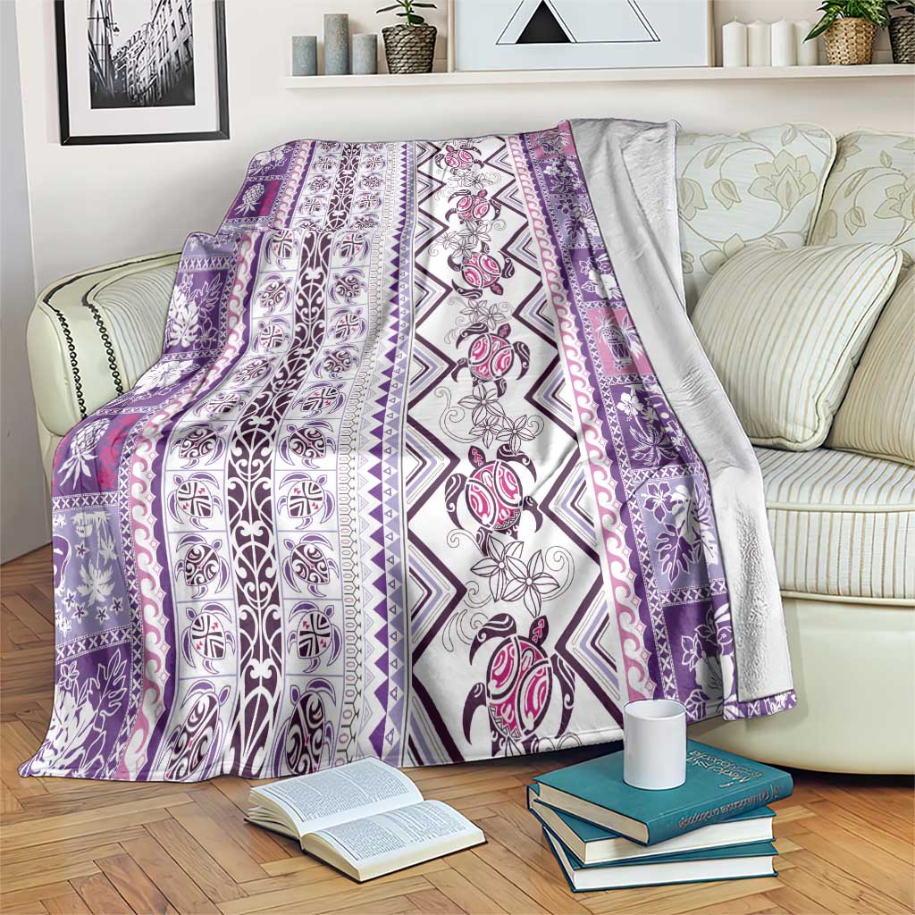 Hawaii Makahiki Turtle Blanket Violet Tapa Pattern - Polynesian Pride