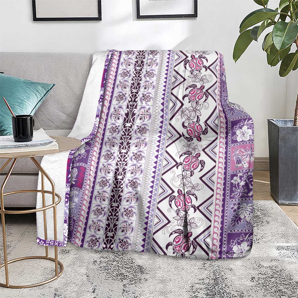 Hawaii Makahiki Turtle Blanket Violet Tapa Pattern - Polynesian Pride