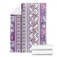 Hawaii Makahiki Turtle Blanket Violet Tapa Pattern - Polynesian Pride