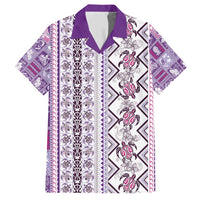 Hawaii Makahiki Turtle Family Matching Short Sleeve Bodycon Dress and Hawaiian Shirt Violet Tapa Pattern - Polynesian Pride