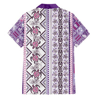 Hawaii Makahiki Turtle Family Matching Summer Maxi Dress and Hawaiian Shirt Violet Tapa Pattern - Polynesian Pride