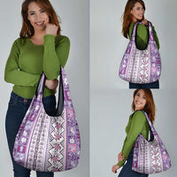Hawaii Makahiki Turtle Grocery Bag Violet Tapa Pattern - Polynesian Pride