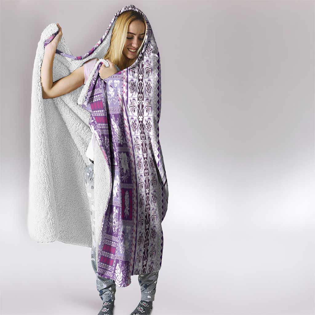 Hawaii Makahiki Turtle Hooded Blanket Violet Tapa Pattern - Polynesian Pride
