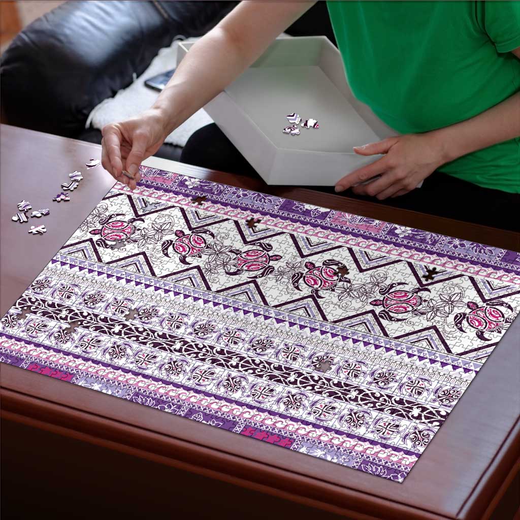 Hawaii Makahiki Turtle Puzzle Violet Tapa Pattern - Polynesian Pride