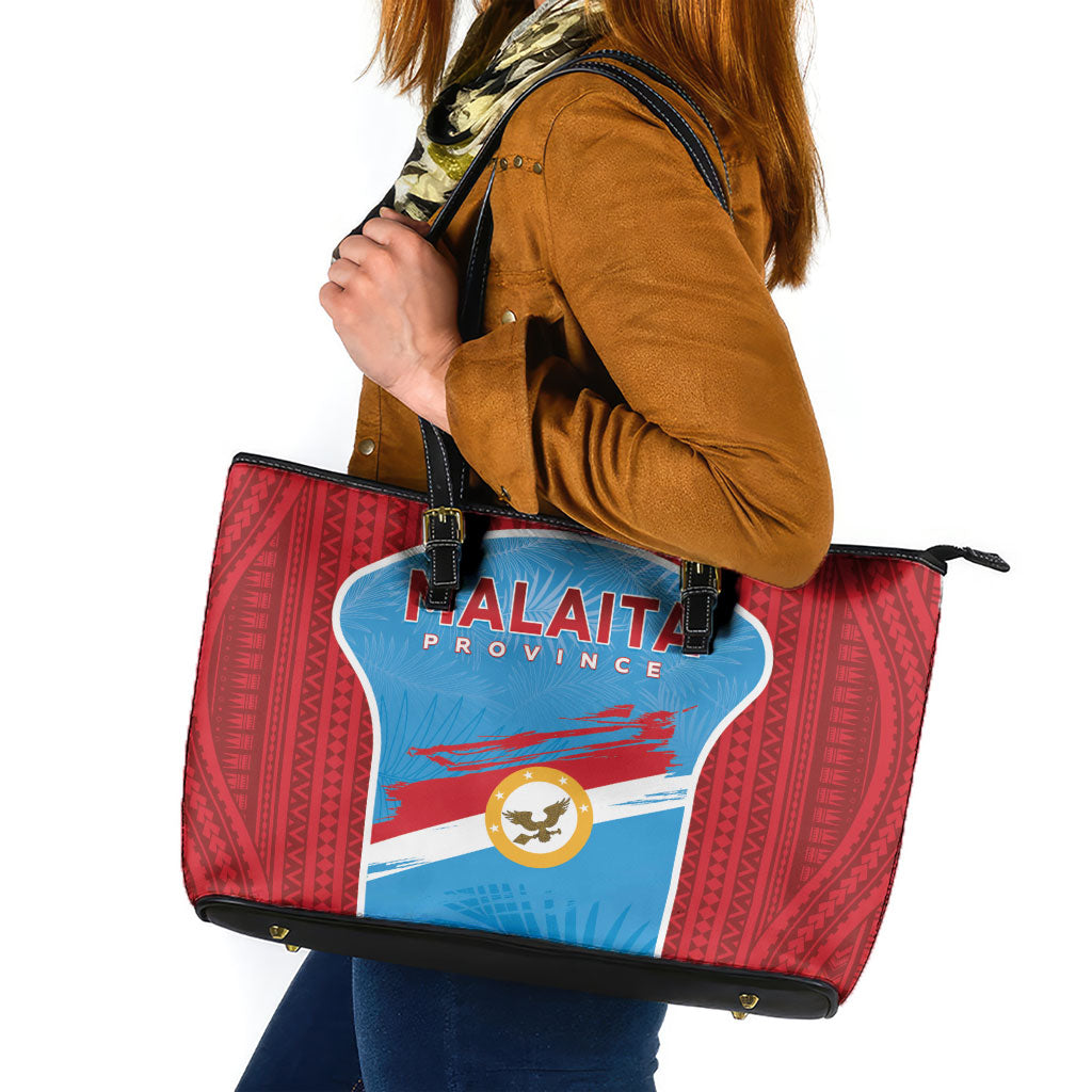 Malaita Province Day Leather Tote Bag Unique Style LT05 Blue - Polynesian Pride