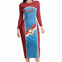 Personalised Malaita Province Day Long Sleeve Bodycon Dress Unique Style LT05 Long Dress Blue - Polynesian Pride