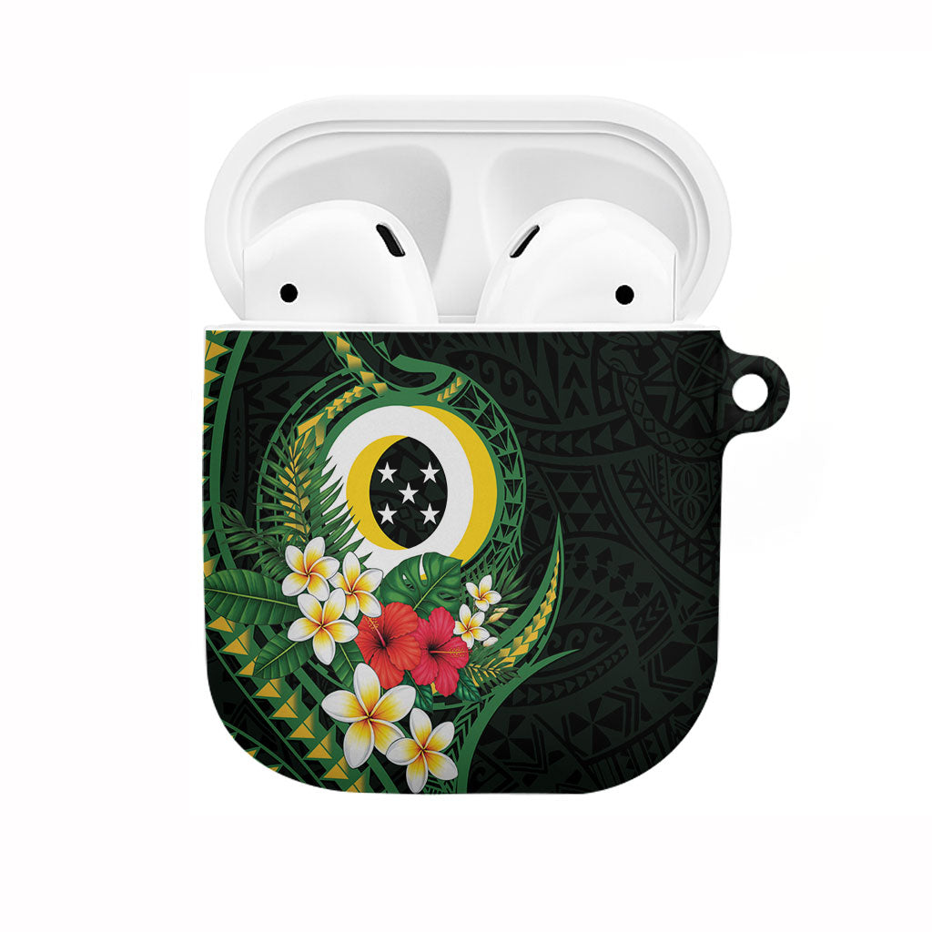Solomon Islands Western Province AirPods Case Polynesian Pattern With Tropical Flowers LT05 Green - Polynesian Pride