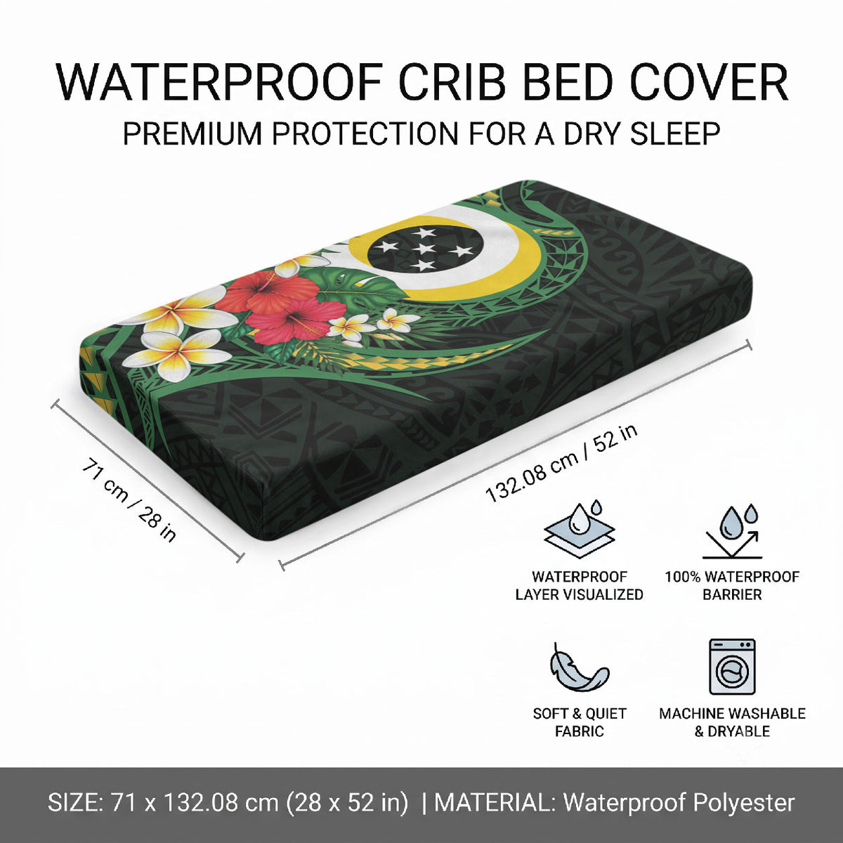 Solomon Islands Western Province Baby Bed Cover Polynesian Pattern With Tropical Flowers LT05 - Polynesian Pride